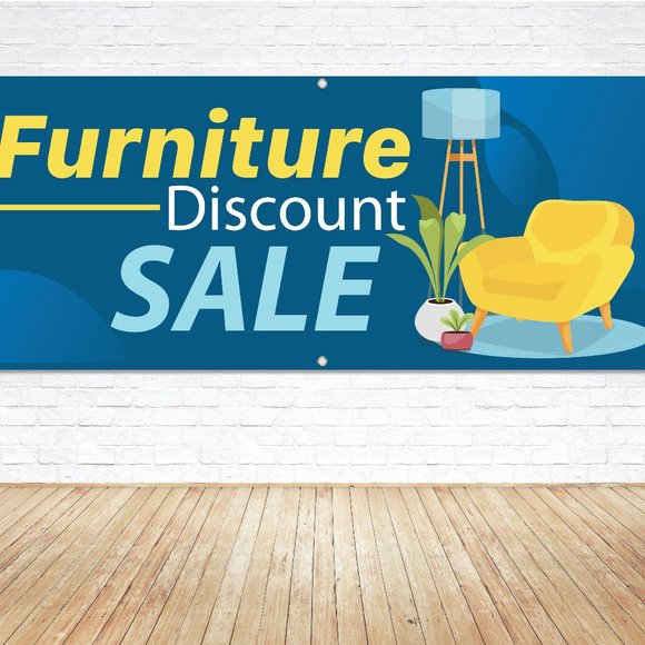 FURNITURE DISCOUNT SALE Generic 5ft. Vinyl Banner Sign Home Store Shop Signage - Picture 1 of 5